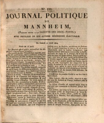 Journal politique de Mannheim (Gazette des Deux-Ponts) Samstag 21. April 1804