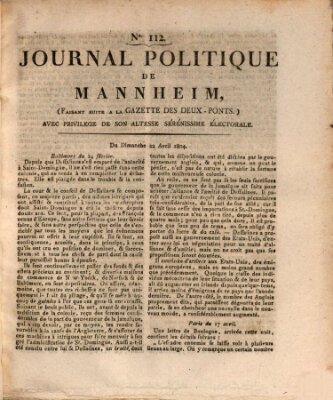 Journal politique de Mannheim (Gazette des Deux-Ponts) Sonntag 22. April 1804