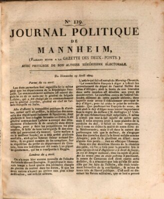 Journal politique de Mannheim (Gazette des Deux-Ponts) Sonntag 29. April 1804