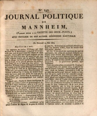 Journal politique de Mannheim (Gazette des Deux-Ponts) Mittwoch 23. Mai 1804