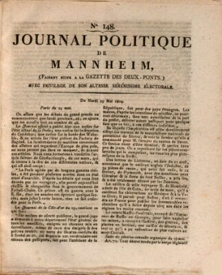 Journal politique de Mannheim (Gazette des Deux-Ponts) Dienstag 29. Mai 1804