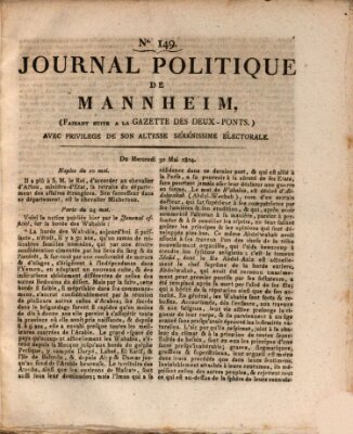 Journal politique de Mannheim (Gazette des Deux-Ponts) Mittwoch 30. Mai 1804