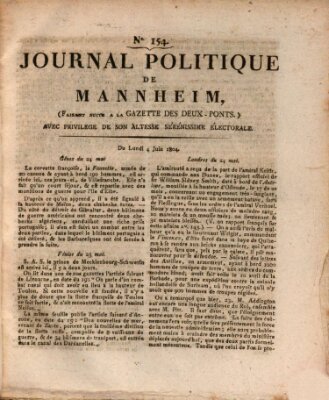 Journal politique de Mannheim (Gazette des Deux-Ponts) Montag 4. Juni 1804