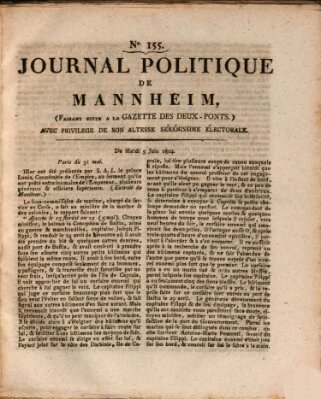 Journal politique de Mannheim (Gazette des Deux-Ponts) Dienstag 5. Juni 1804