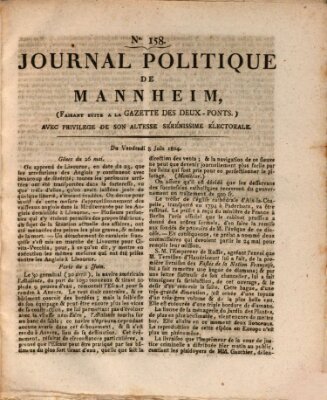 Journal politique de Mannheim (Gazette des Deux-Ponts) Freitag 8. Juni 1804