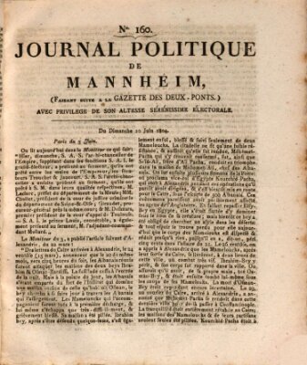 Journal politique de Mannheim (Gazette des Deux-Ponts) Sonntag 10. Juni 1804