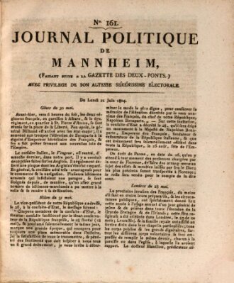 Journal politique de Mannheim (Gazette des Deux-Ponts) Montag 11. Juni 1804