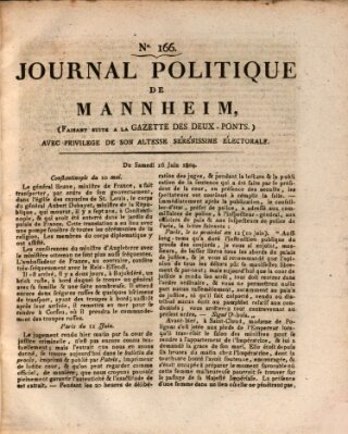 Journal politique de Mannheim (Gazette des Deux-Ponts) Samstag 16. Juni 1804