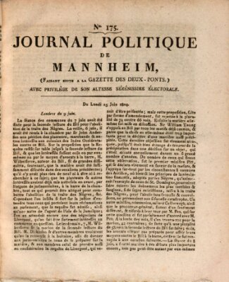 Journal politique de Mannheim (Gazette des Deux-Ponts) Montag 25. Juni 1804