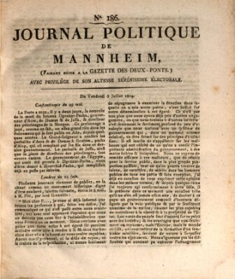 Journal politique de Mannheim (Gazette des Deux-Ponts) Freitag 6. Juli 1804