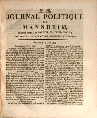 Journal politique de Mannheim (Gazette des Deux-Ponts) Sonntag 8. Juli 1804