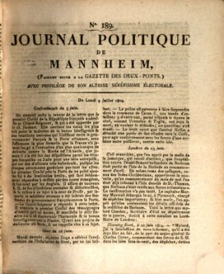 Journal politique de Mannheim (Gazette des Deux-Ponts) Montag 9. Juli 1804