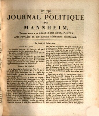 Journal politique de Mannheim (Gazette des Deux-Ponts) Montag 16. Juli 1804