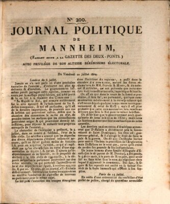 Journal politique de Mannheim (Gazette des Deux-Ponts) Freitag 20. Juli 1804