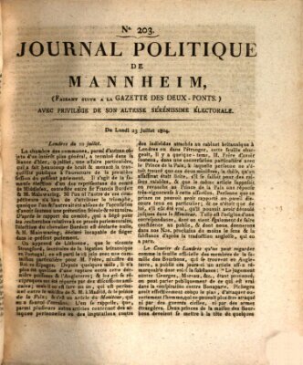 Journal politique de Mannheim (Gazette des Deux-Ponts) Montag 23. Juli 1804