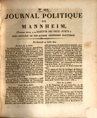 Journal politique de Mannheim (Gazette des Deux-Ponts) Mittwoch 25. Juli 1804