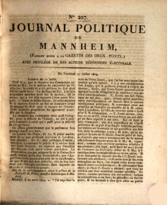 Journal politique de Mannheim (Gazette des Deux-Ponts) Freitag 27. Juli 1804