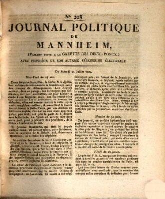 Journal politique de Mannheim (Gazette des Deux-Ponts) Samstag 28. Juli 1804