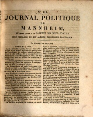 Journal politique de Mannheim (Gazette des Deux-Ponts) Mittwoch 1. August 1804