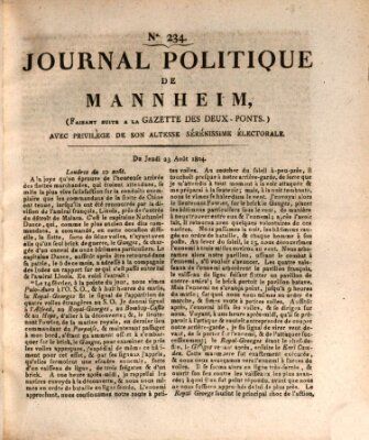 Journal politique de Mannheim (Gazette des Deux-Ponts) Donnerstag 23. August 1804