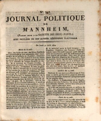 Journal politique de Mannheim (Gazette des Deux-Ponts) Donnerstag 30. August 1804