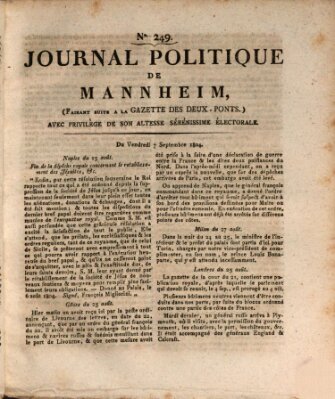 Journal politique de Mannheim (Gazette des Deux-Ponts) Freitag 7. September 1804