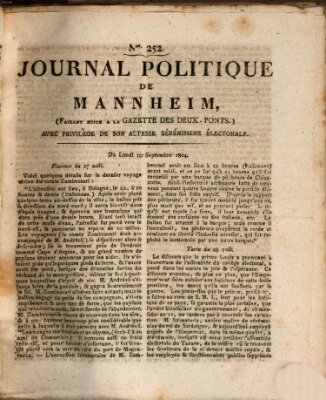 Journal politique de Mannheim (Gazette des Deux-Ponts) Montag 10. September 1804