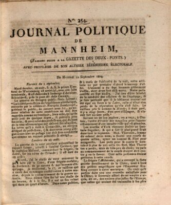 Journal politique de Mannheim (Gazette des Deux-Ponts) Mittwoch 12. September 1804