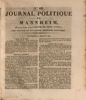 Journal politique de Mannheim (Gazette des Deux-Ponts) Freitag 14. September 1804