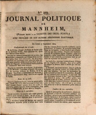 Journal politique de Mannheim (Gazette des Deux-Ponts) Montag 17. September 1804