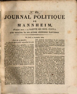 Journal politique de Mannheim (Gazette des Deux-Ponts) Donnerstag 20. September 1804