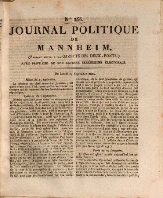 Journal politique de Mannheim (Gazette des Deux-Ponts) Montag 24. September 1804