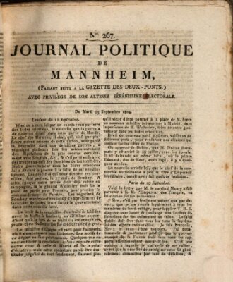 Journal politique de Mannheim (Gazette des Deux-Ponts) Dienstag 25. September 1804