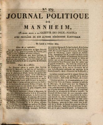 Journal politique de Mannheim (Gazette des Deux-Ponts) Montag 8. Oktober 1804