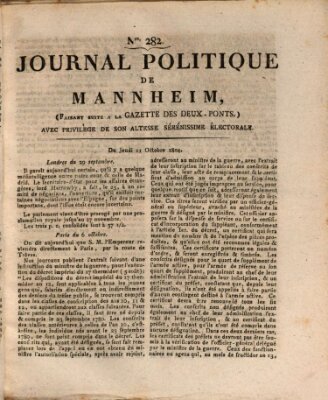 Journal politique de Mannheim (Gazette des Deux-Ponts) Donnerstag 11. Oktober 1804