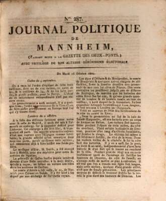 Journal politique de Mannheim (Gazette des Deux-Ponts) Dienstag 16. Oktober 1804