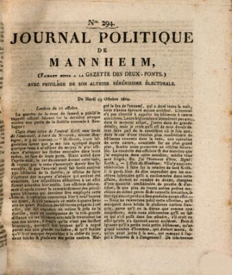 Journal politique de Mannheim (Gazette des Deux-Ponts) Dienstag 23. Oktober 1804