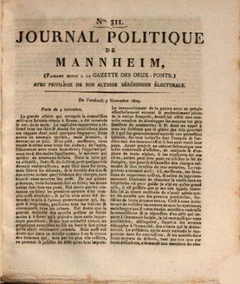 Journal politique de Mannheim (Gazette des Deux-Ponts) Freitag 9. November 1804