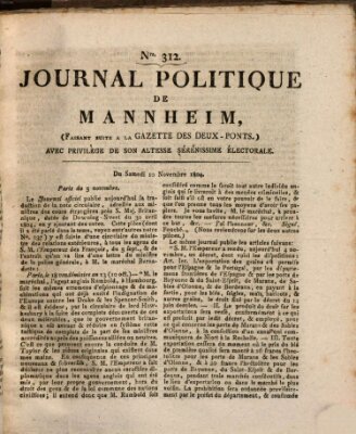 Journal politique de Mannheim (Gazette des Deux-Ponts) Samstag 10. November 1804