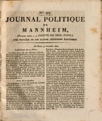 Journal politique de Mannheim (Gazette des Deux-Ponts) Dienstag 13. November 1804