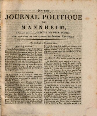 Journal politique de Mannheim (Gazette des Deux-Ponts) Freitag 16. November 1804