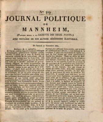 Journal politique de Mannheim (Gazette des Deux-Ponts) Samstag 17. November 1804