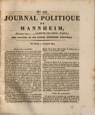 Journal politique de Mannheim (Gazette des Deux-Ponts) Samstag 24. November 1804