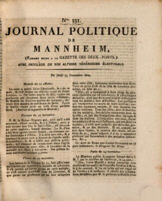 Journal politique de Mannheim (Gazette des Deux-Ponts) Donnerstag 29. November 1804