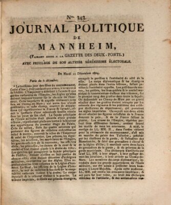 Journal politique de Mannheim (Gazette des Deux-Ponts) Dienstag 11. Dezember 1804