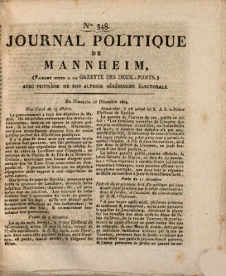 Journal politique de Mannheim (Gazette des Deux-Ponts) Sonntag 16. Dezember 1804