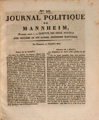 Journal politique de Mannheim (Gazette des Deux-Ponts) Sonntag 23. Dezember 1804