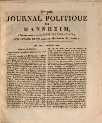 Journal politique de Mannheim (Gazette des Deux-Ponts) Montag 24. Dezember 1804