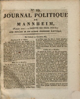 Journal politique de Mannheim (Gazette des Deux-Ponts) Freitag 28. Dezember 1804