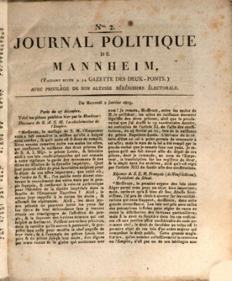 Journal politique de Mannheim (Gazette des Deux-Ponts) Mittwoch 2. Januar 1805